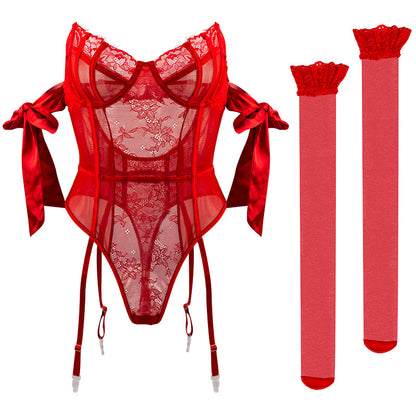 Popular Body Shaping Mono Correa Arco Ahuecado Recorte Espalda descubierta Perspectiva Encaje Sexy Body Shaping