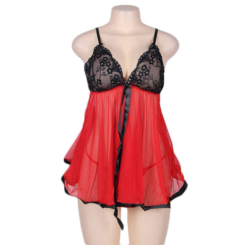 Plus Size Sexy Lingerie Lace Sexy Pajamas Temptation Transparent Mesh Sexy Lingerie