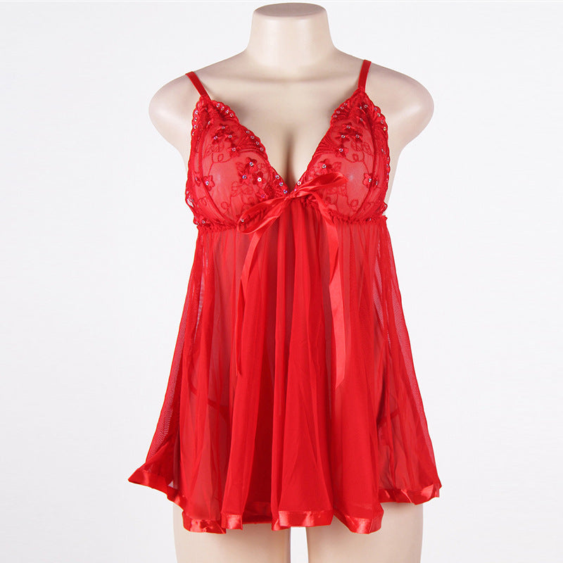 Plus Size Sexy Lingerie Lace Sexy Pajamas Temptation Transparent Mesh Sexy Lingerie