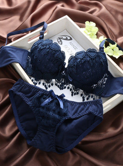 Ensemble soutien-gorge froncé en dentelle sexy