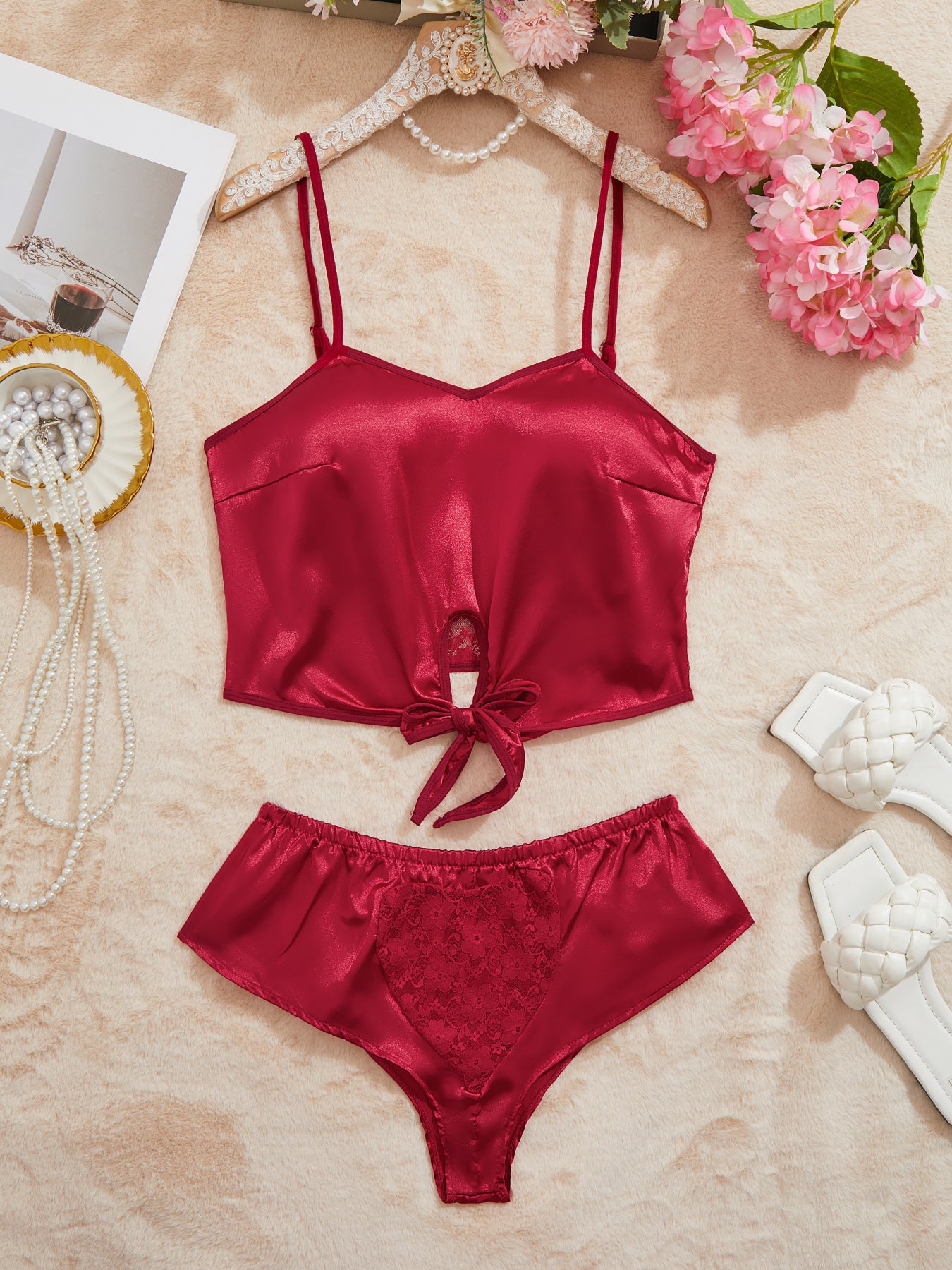 Sexy Pajamas Artificial Silk Bow Bandage Lace Sexy Lingerie Undefined