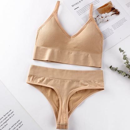Conjunto de sujetador y braguitas para mujer, conjunto de Sujetador deportivo con realce, Tanga Sexy sin costuras, sujetador para actividad, Tanga, lencería, Top corto de Fitness, ropa interior