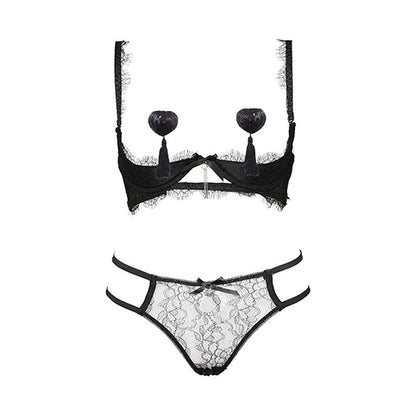Seduction Sexy Eyelash Lace Push up Chest Plate Sexy Bra Set Sexy Breast Pad