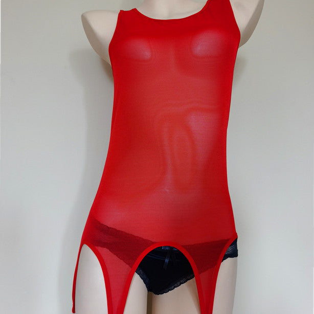 Jarretière en maille transparente avec fermoir en métal, lingerie sexy