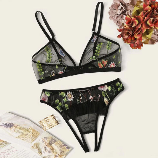 Sexy Sexy Lingerie Sexy Temptation Embroidered Three-Point Sexy Suit