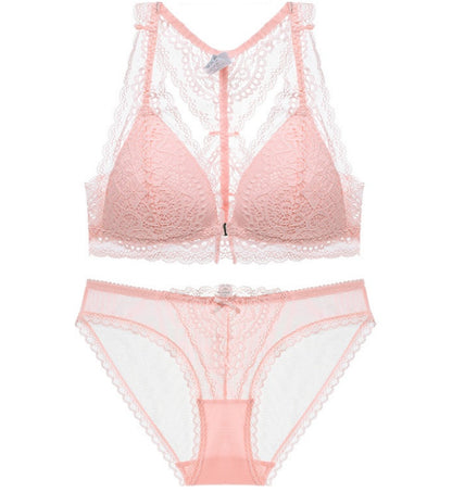 Ensemble de soutien-gorge confortable et respirant sans anneau, sexy en dentelle avec boutons sur le devant