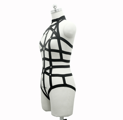 New pastel goth Women bust garterbelt sexy lingerie set gothic bust  garterbelt suit neck collar retail
