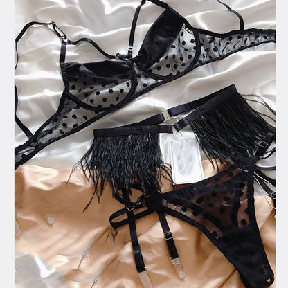 Lingerie sexy en maille à pois