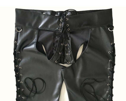 Sexy lingerie men's patent leather men's tights wild leather shorts