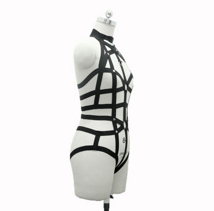 New pastel goth Women bust garterbelt sexy lingerie set gothic bust  garterbelt suit neck collar retail