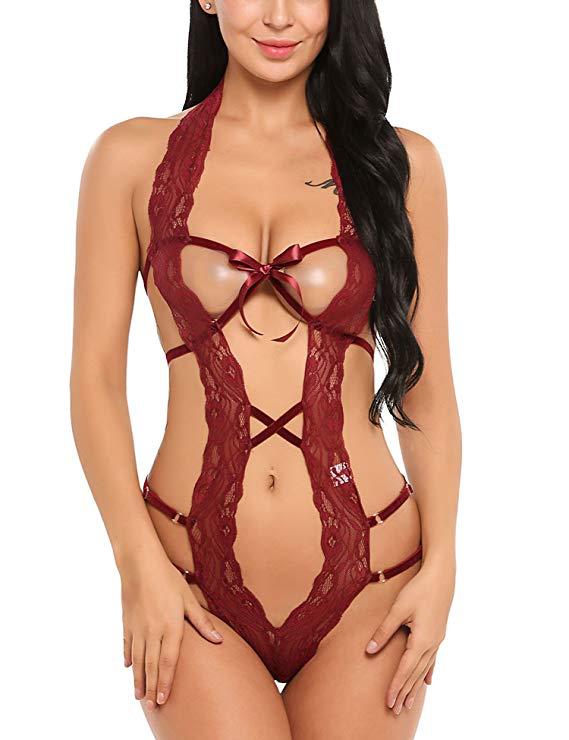 Sexy Lace Backless Bow Cropped Strap Sexy Lingerie