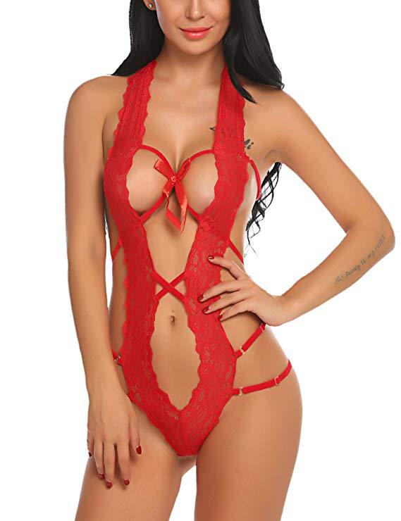 Sexy Lace Backless Bow Cropped Strap Sexy Lingerie