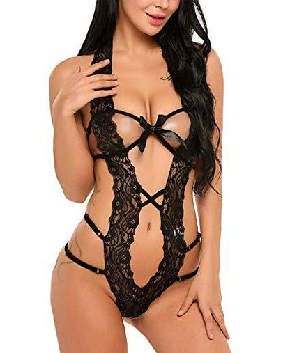 Sexy Lace Backless Bow Cropped Strap Sexy Lingerie