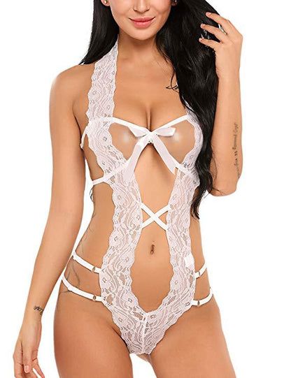 Sexy Lace Backless Bow Cropped Strap Sexy Lingerie
