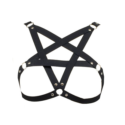 Pentagramme Bretelles Lingerie Creux Croix Rivets Beau Dos