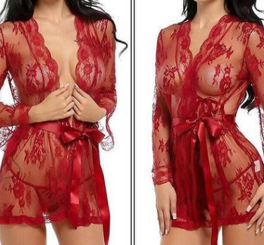 Conjunto de camisón de tirantes con albornoz de lencería sexy