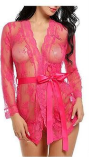 Conjunto de camisón de tirantes con albornoz de lencería sexy