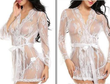 Conjunto de camisón de tirantes con albornoz de lencería sexy