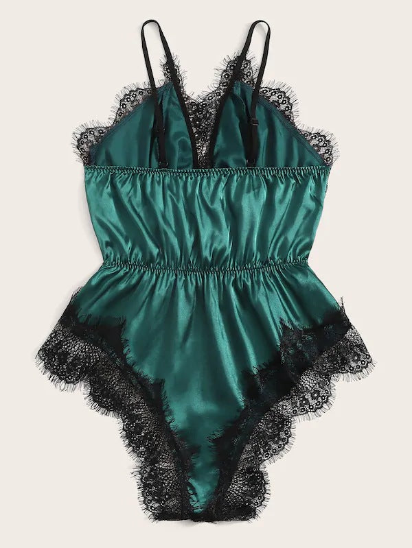 Plus Size Lace Satin Pajamas Summer Sexy V-neck Strap Home Womens Underwear Sexy Sleepwear