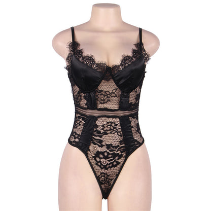 One Piece Wave Undershirt Sexy Lace Sling High Fork Open Hidden Hook