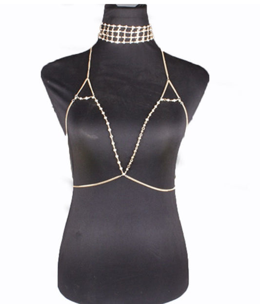 Ensemble de collier de corps de collier de soutien-gorge de bikini sexy