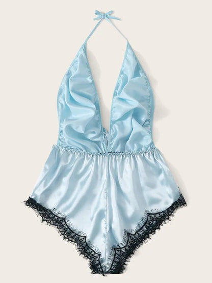 Tube Top Ice Silk Pajamas Women Summer Korean Seduction Sexy Sling One Piece Sexy Sleepwear