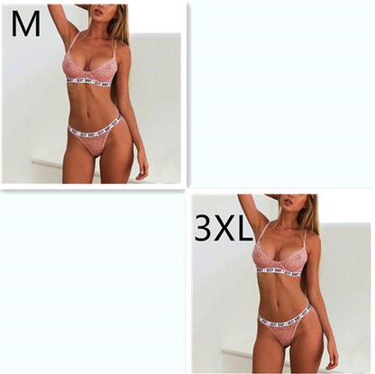 Conjunto de dos piezas de lencería sexy de encaje de tres puntos con vendaje de encaje sexy