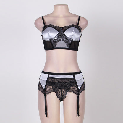 Ensemble de jarretelles à trois points en dentelle de lingerie sexy