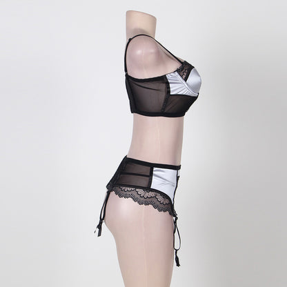 Ensemble de jarretelles à trois points en dentelle de lingerie sexy