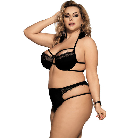 Conjunto de sujetador de tres puntos de encaje sexy de lencería sexy