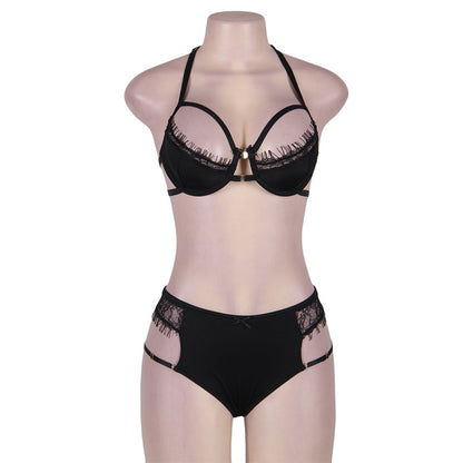 Conjunto de sujetador de tres puntos de encaje sexy de lencería sexy