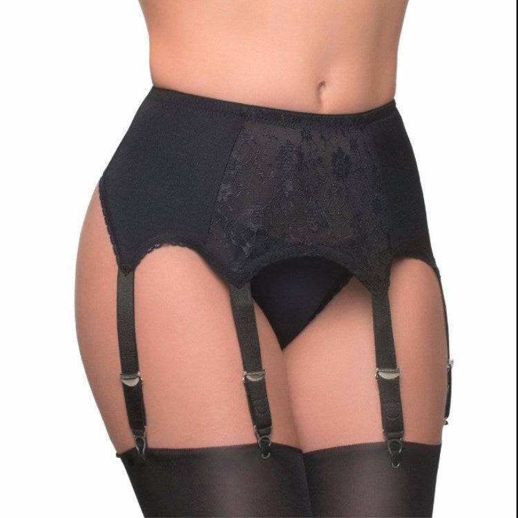 Lencería sexy antideslizante de cintura alta, liguero transparente sexy de metal ajustable con 6 garras