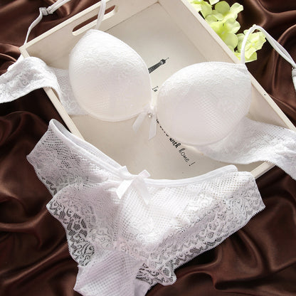 Ensemble de soutien-gorge sexy en dentelle fine, décolleté en V profond, rétro, couleur unie