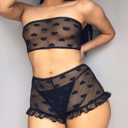 Costume deux pièces en dentelle sexy, lingerie sexy, tentation