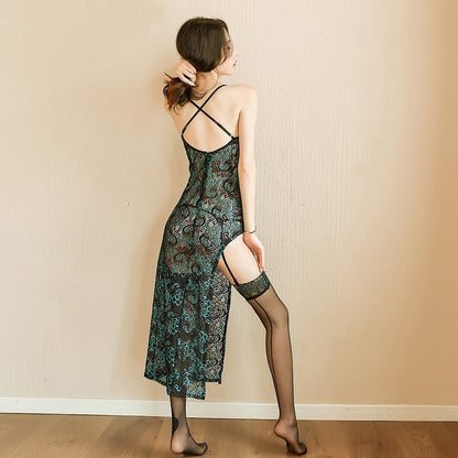 Lencería sexy Camisón de encaje clásico Tirantes