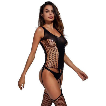 Black Silk Sling Leaking Milk Sexy Stockings Transparent Hollow Pajamas