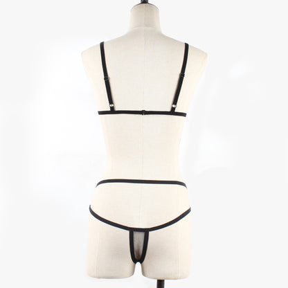 Ensemble de soutien-gorge de sous-vêtements à lacets en maille sexy pour dames