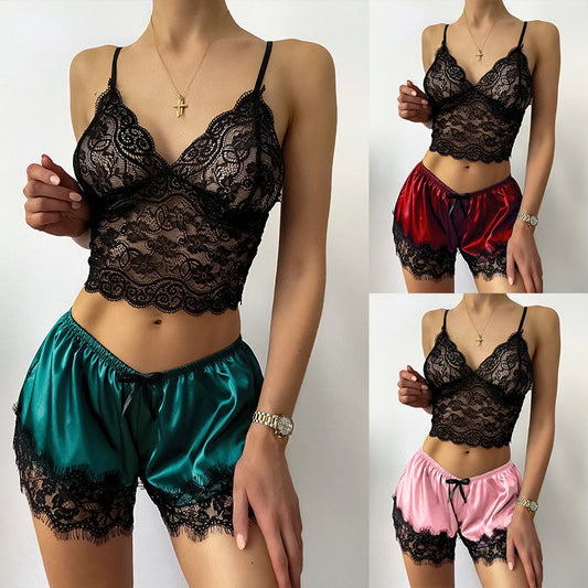 Ensemble écharpe sexy en dentelle transparente
