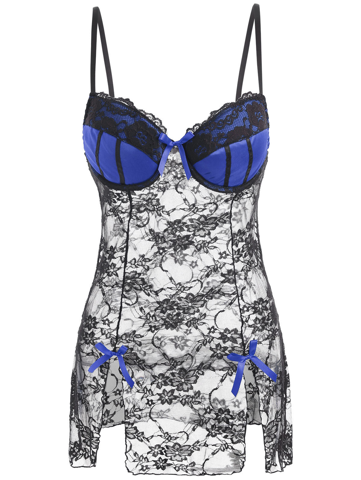 Lencería sexy Conjunto de pijama transparente con espalda abierta Camisón hueco de encaje