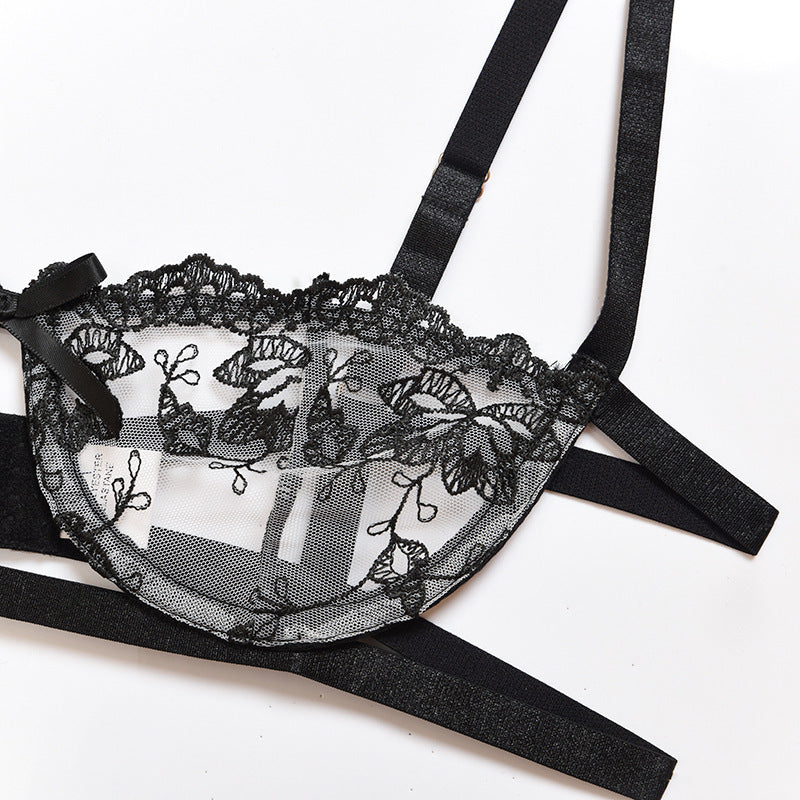 Style chaud européen et américain nouveau ensemble de sous-vêtements de soutien-gorge sexy en dentelle en maille brodée