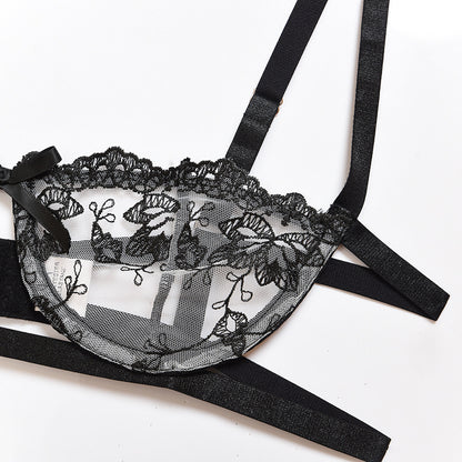 Style chaud européen et américain nouveau ensemble de sous-vêtements de soutien-gorge sexy en dentelle en maille brodée