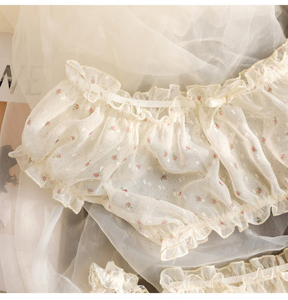 Ensemble pyjama avec anneau de jambe, sous-vêtements Sexy en dentelle douce et courte, Perspective transparente