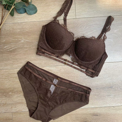 Ensemble de soutien-gorge sexy en dentelle rouge, sous-vêtements à bretelles creuses, année du zodiaque