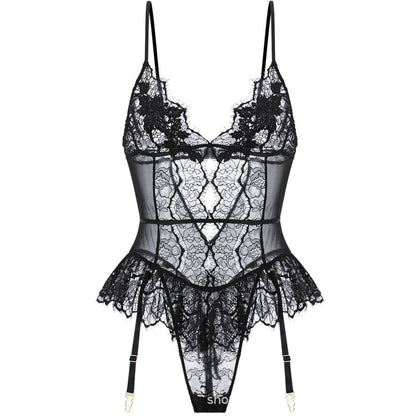 Porte-jarretelles une pièce brodé soluble dans l'eau, Lingerie Sexy pour femmes