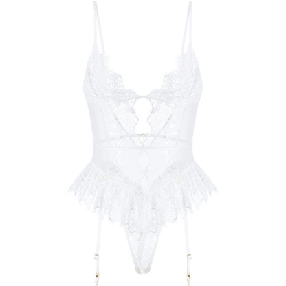 Porte-jarretelles une pièce brodé soluble dans l'eau, Lingerie Sexy pour femmes