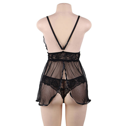 Camisón de encaje sexy europeo y americano con honda de gran tamaño y lencería sexy
