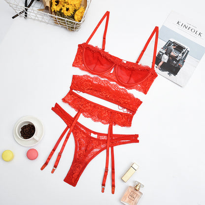 Yimunancy 3 pièces ensemble de Lingerie femmes Transparent Sexy ensemble de soutien-gorge dames dentelle Lingerie lingerie intime ensemble