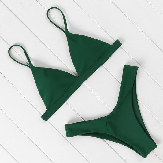 Sexy Swimsuit Monochrome Bikini Mini Tie Dye Push Up Mini Two-Piece Set