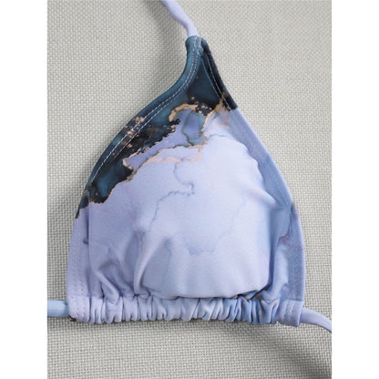 Ensemble trois pièces châle sexy à motif marbré tendance