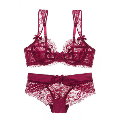 Soutien-gorge en dentelle européen et américain, sexy, bonnet fin, transparent, confortable, ensemble 9188